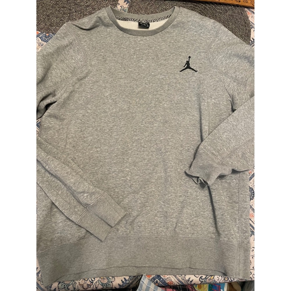 Jordan Jumpman Mens XL Heather Gray Crewneck Sweatshirt Fleece Pullover Logo
